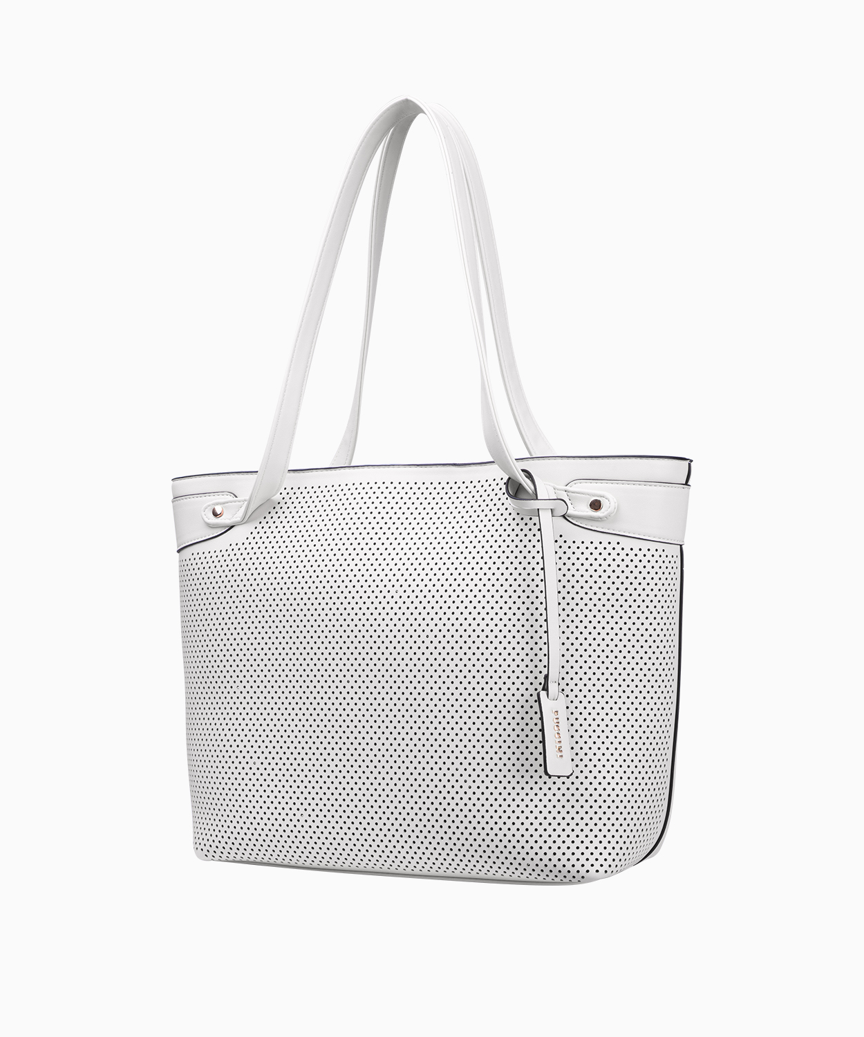 PUCCINI Torebka typu shopper o ażurowej fakturze biała