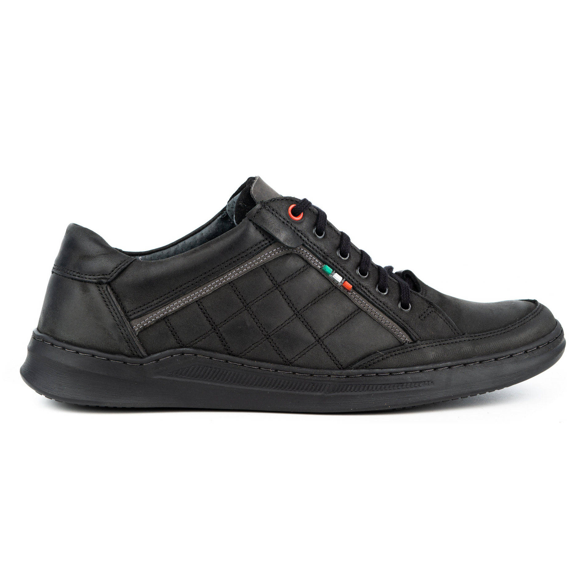 Buty męskie skórzane casual 297GT czarne - Buty Olivier
