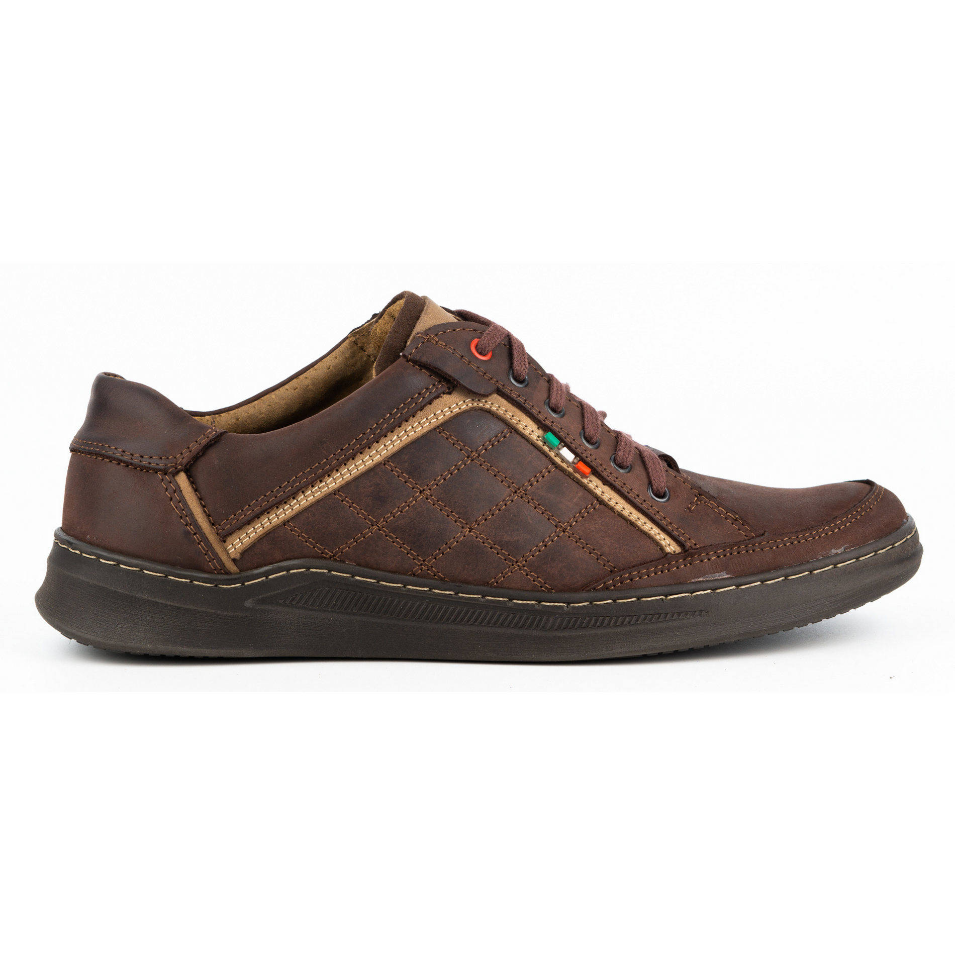 Buty męskie skórzane casual 297GT brązowe - Buty Olivier