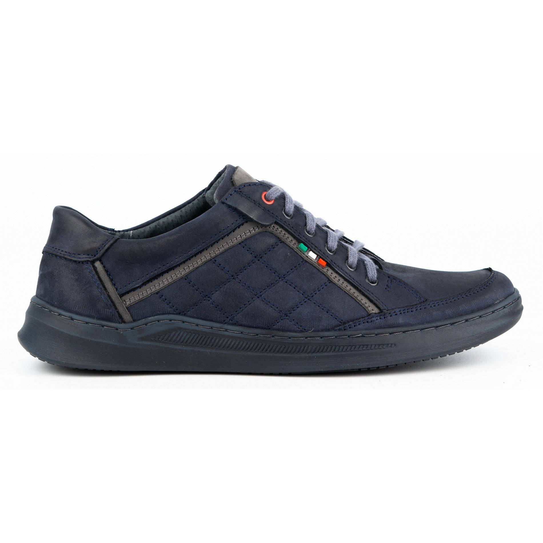 Buty męskie skórzane casual 297GT granatowe - Buty Olivier