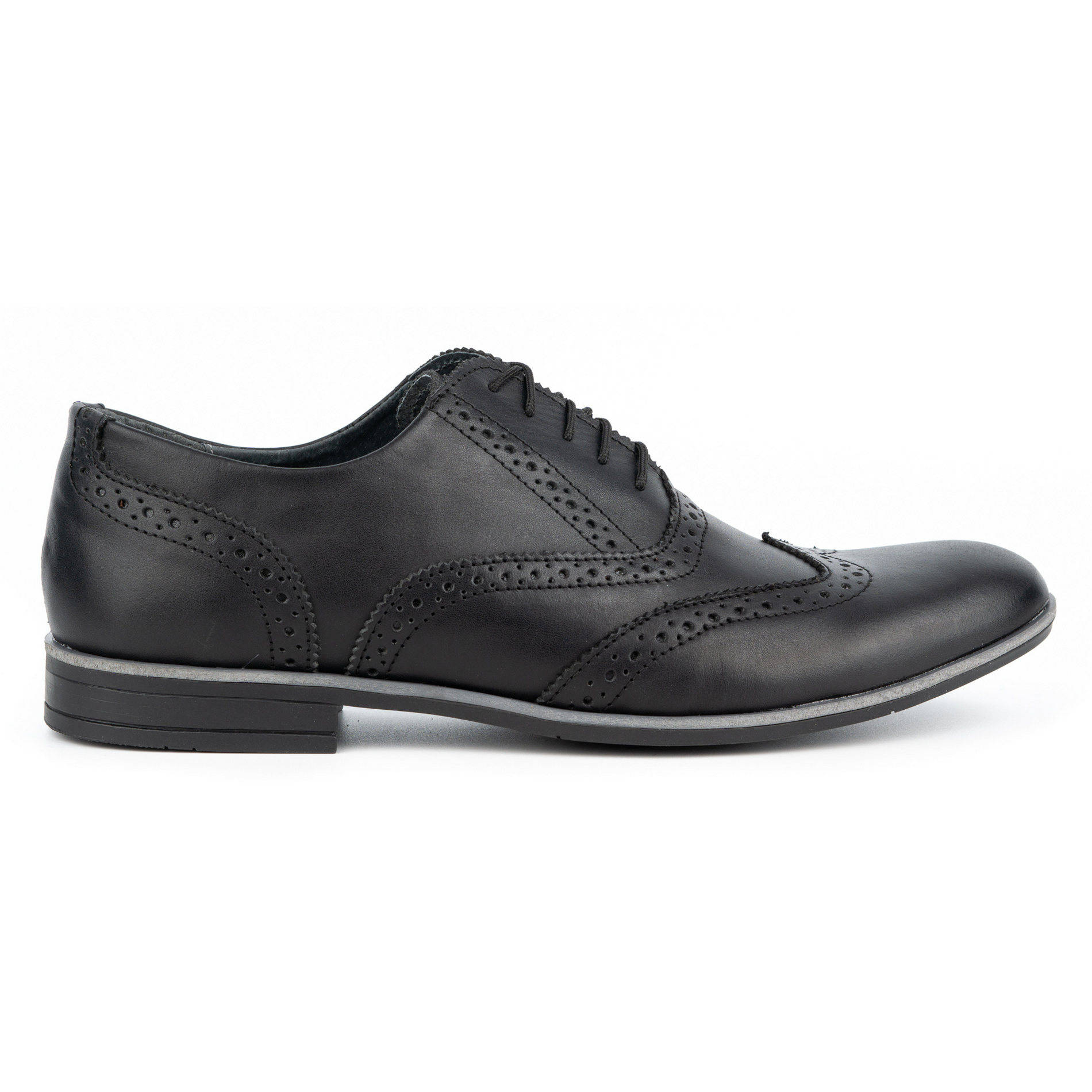 Buty wizytowe skórzane BROGSY 306GT czarne - Buty Olivier