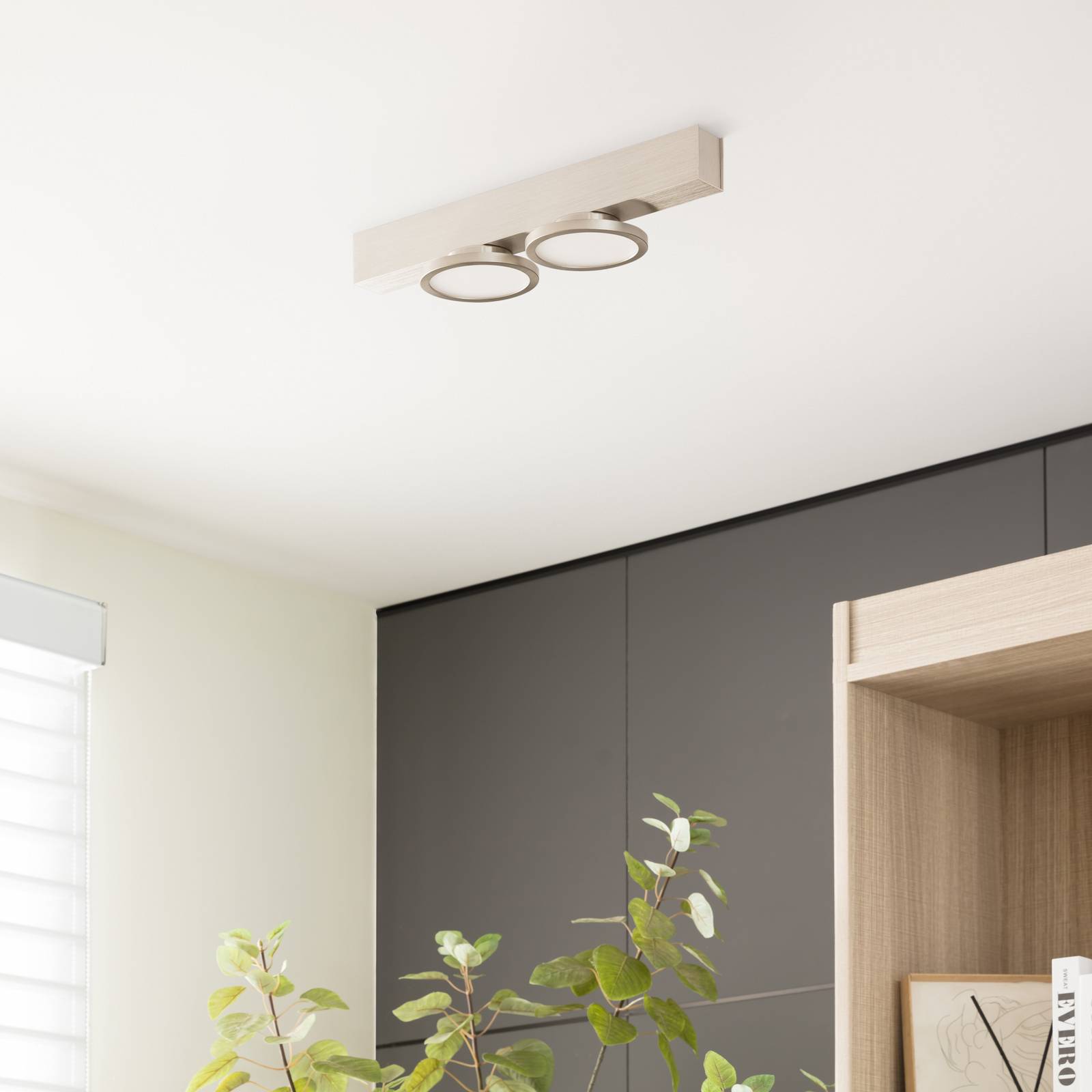 Lampa sufitowa Lucande Kellino, 2-punktowa, nikiel