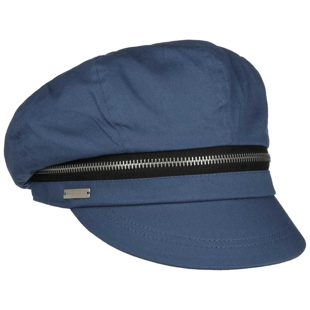 Czapka Kaszkiet Zip Cotton by Seeberger, niebieski, One Size