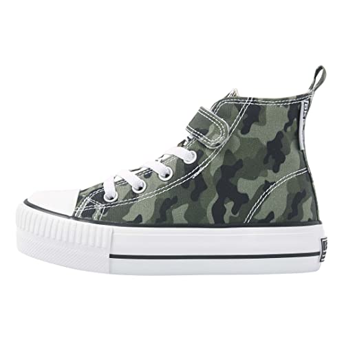 British Knights Kaya MID trampki dziewczęce HIGH-TOP, Grün Camouflage Leopard, 32 EU