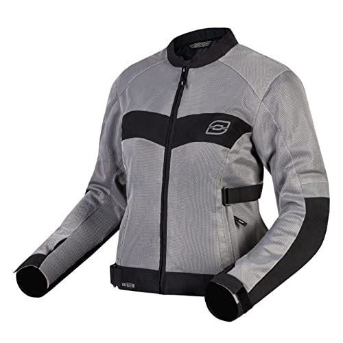 OZONE MOTO Dart Lady kurtka motocyklowa dla kobiet, łokcie i ochraniacze na ramiona, elementy odblaskowe, wstawki z tkaniny stalowej, 4 kieszenie, certyfikat CE