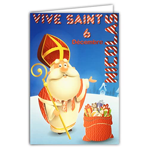 Afie 68-1303 Wyraźna kartka Świętego Mikołaja Błyszcząca czerwień Happy Party 6 grudnia okap kuchenny prezenty zabawki