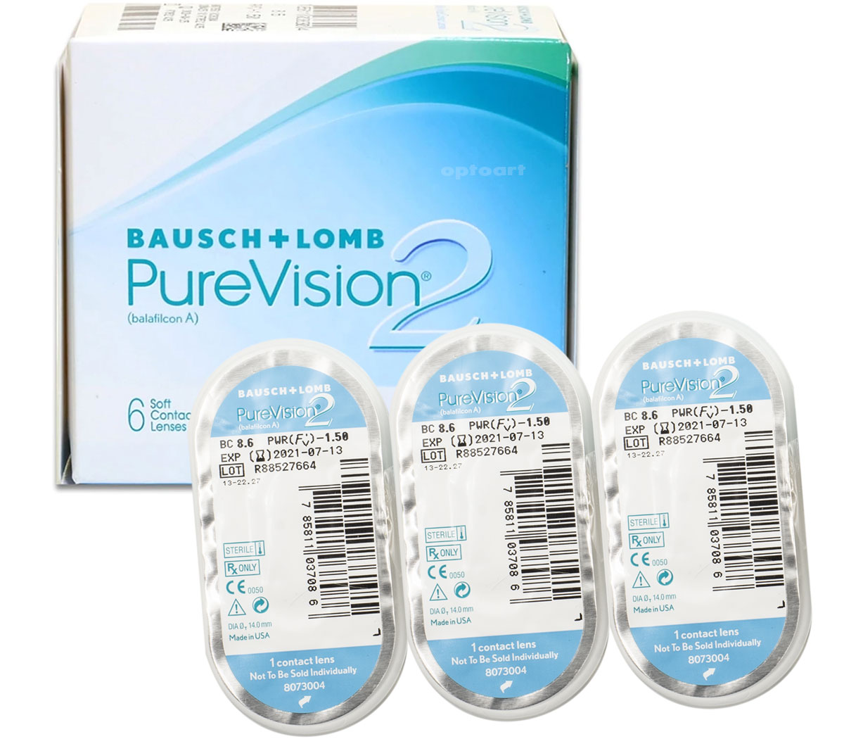 Bausch & Lomb Pure Vision 2 3 szt. Soczewki miesięczne (-3.50 dpt & BC 8.6)