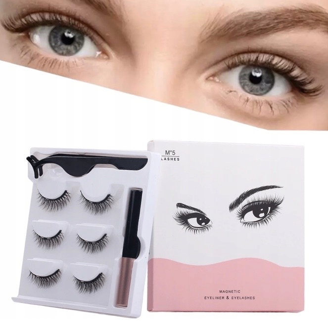 Sztuczne Rzęsy Magnetyczne 6 Sztuk+pęseta+eyeliner