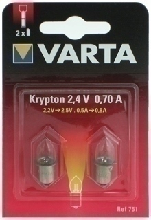 2x Żarówka Varta kryptonowa 751 2,5V 0,75A latarka