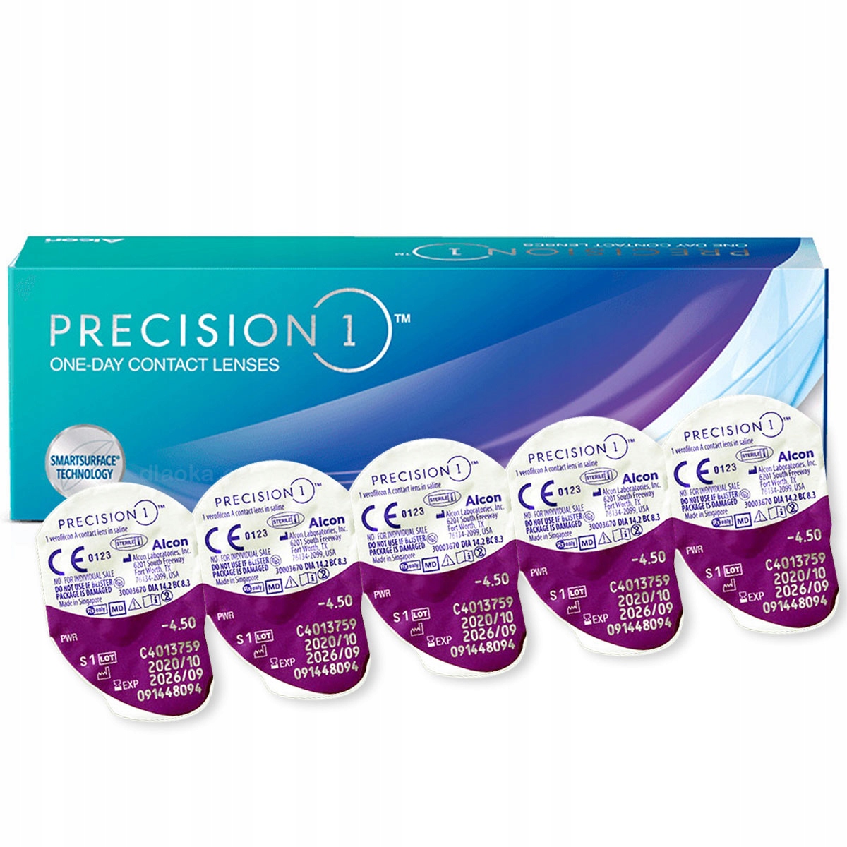 Alcon Precision 1 30 szt. Soczewki jednodniowe (7.00 dpt & BC 8.3), z ochroną UV