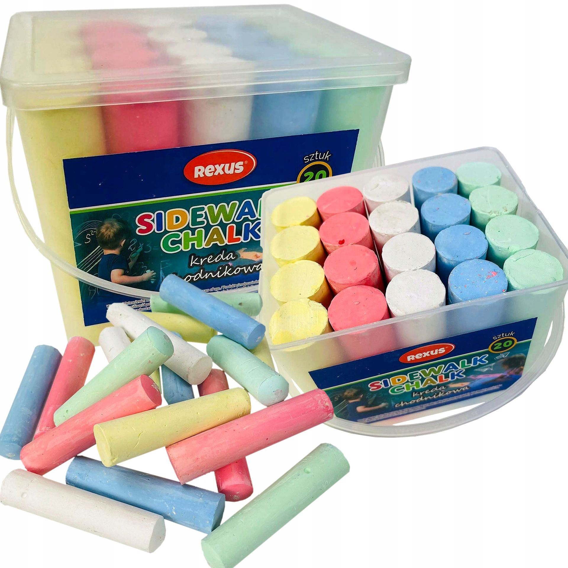 Kreda chodnikowa w plastikowym wiaderku 20 kolorów - Beniamin