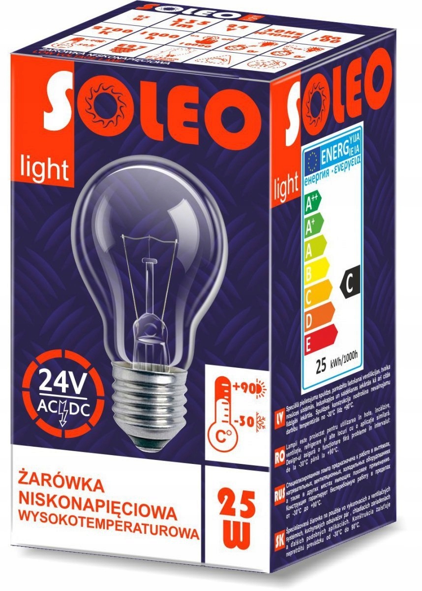 Helios Żarówka wysokotemperaturowa 42V 60W E27/27Al A55CL 1CT/100 1000h Soleo WST-2663 WST-2663