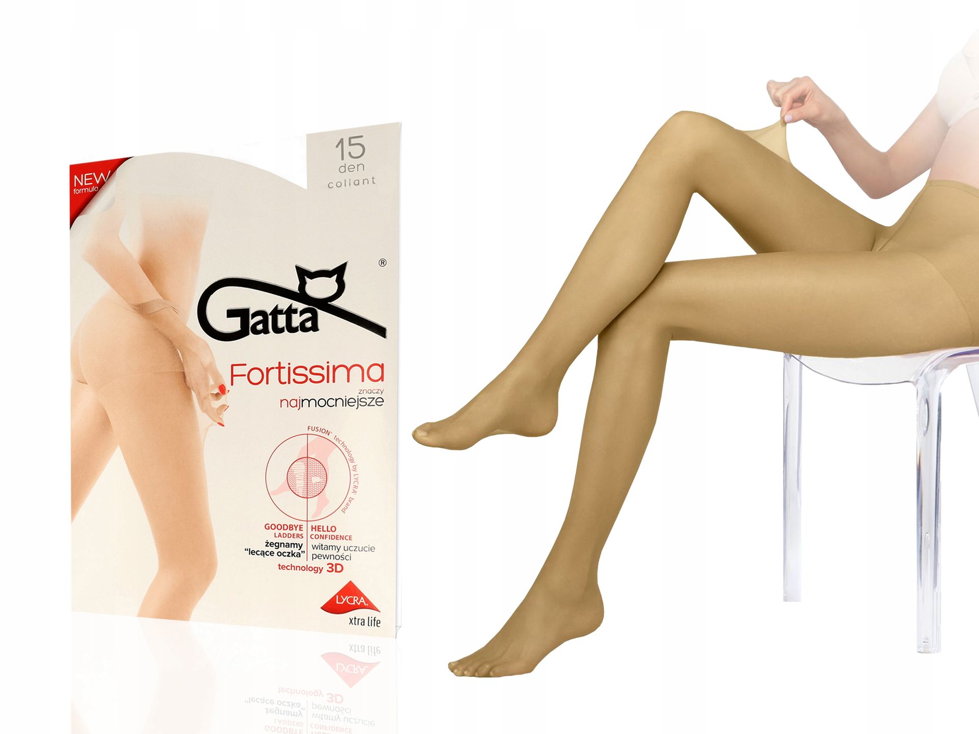 Rajstopy Gatta Fortissima, 15 den lycra visone 4-L