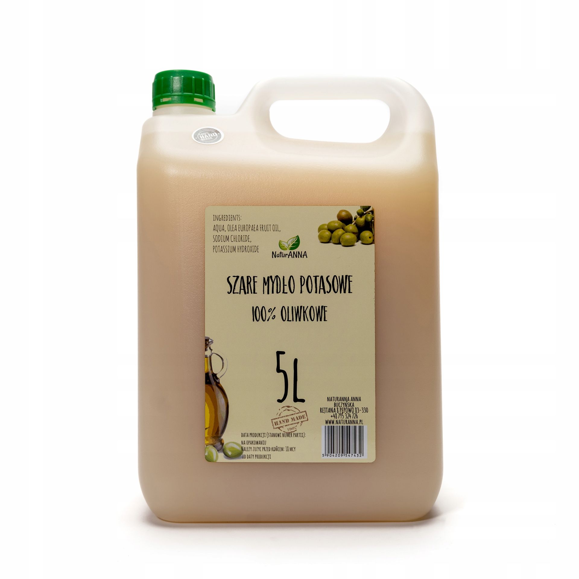 Szare Mydło Potasowe 100% Oliwkowe 5 L