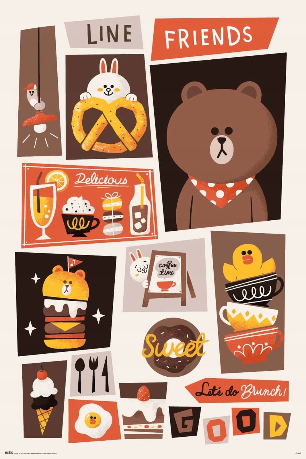 Line Friends Let's Do Brunch - plakat 61x91,5 cm