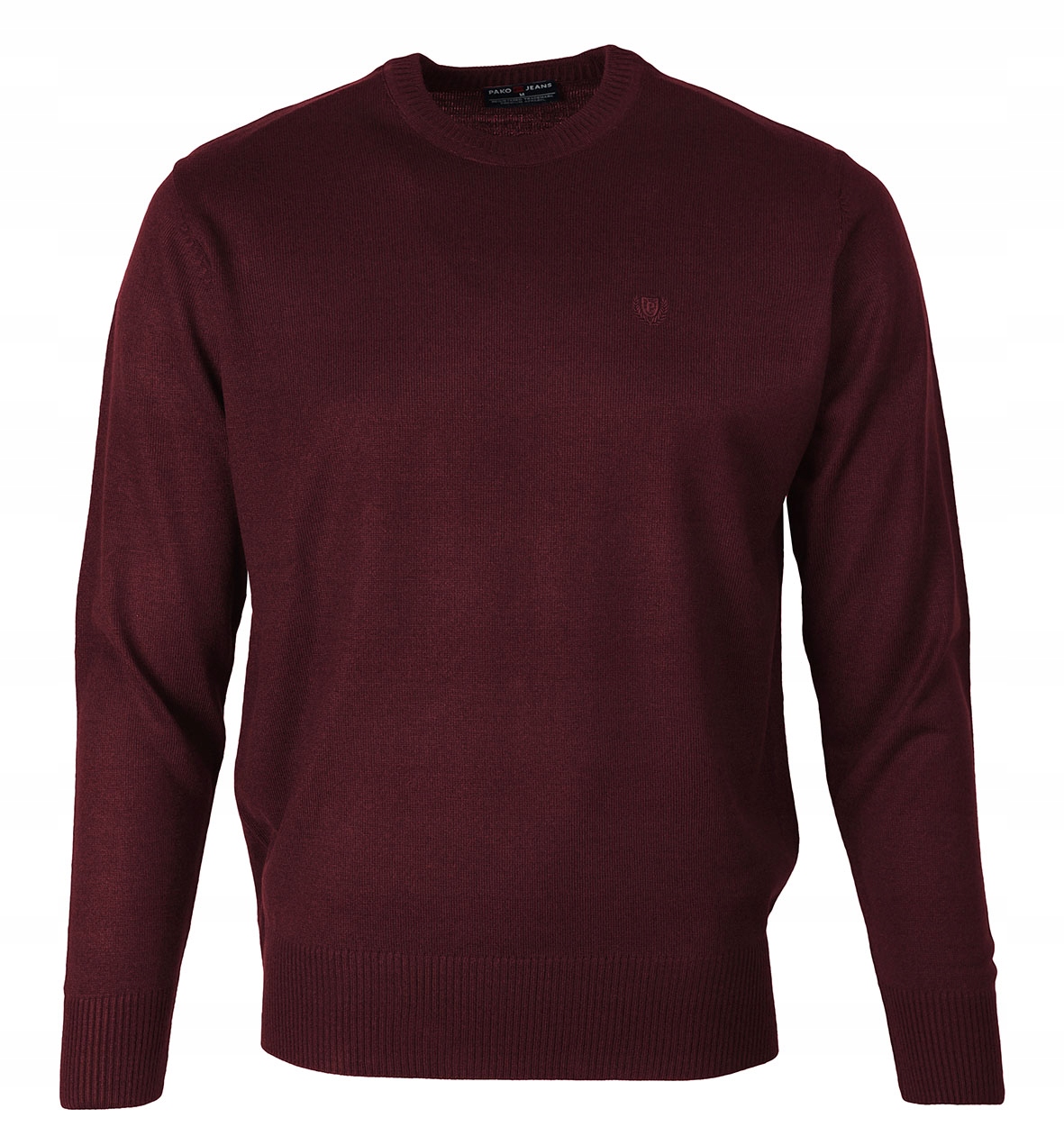 Sweter Męski Klasyczny Gładki Bordowy M Pako Jeans
