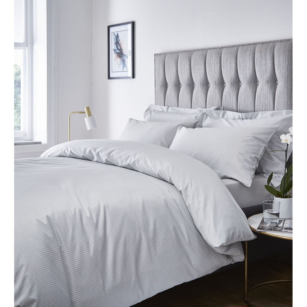 Szara pościel jednoosobowa 135x200 cm Satin Stripe – Catherine Lansfield