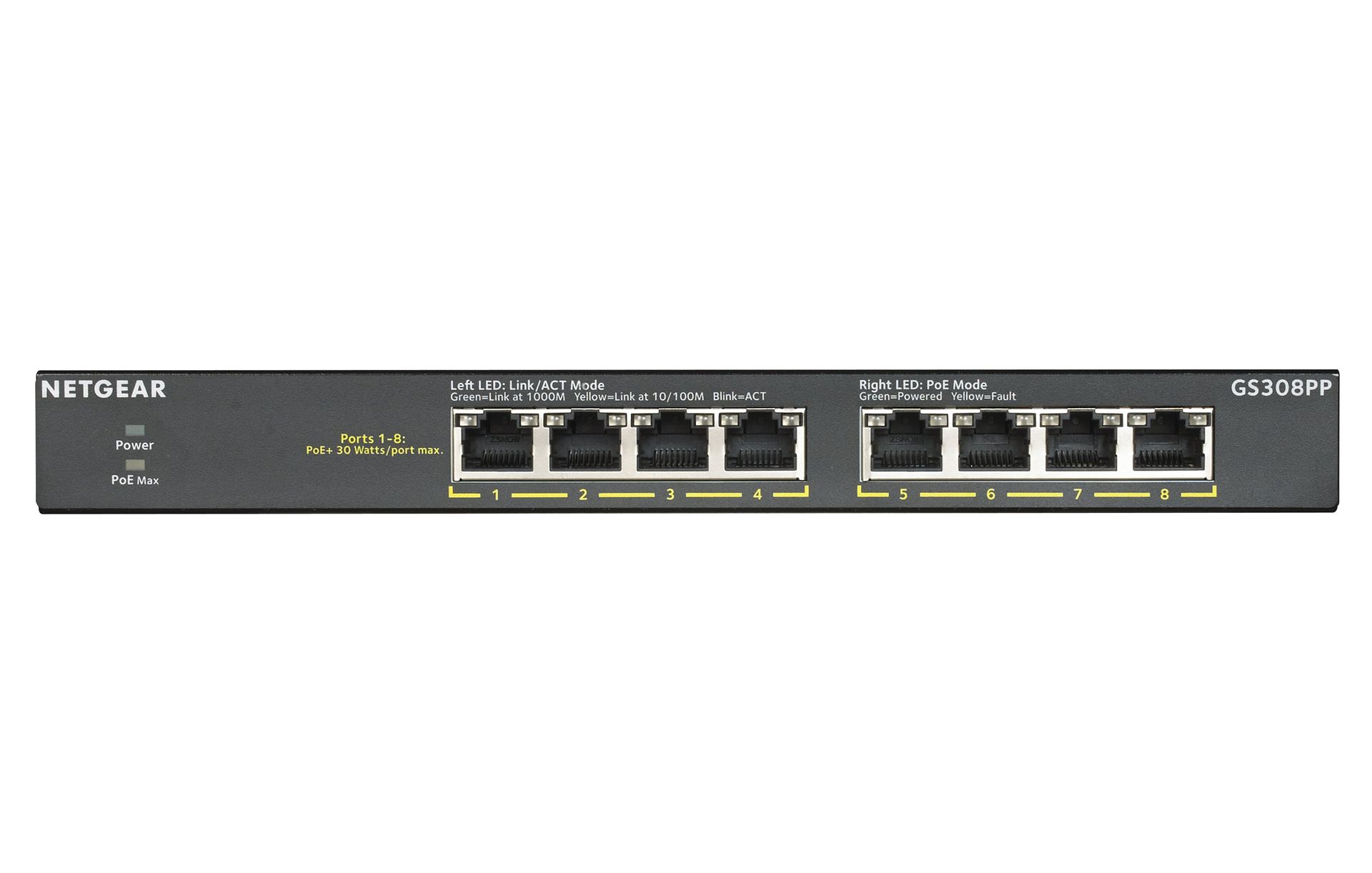 Netgear GS308PP-100EUS 8PT GE UNMANAGED SWCH W/POE/POE+