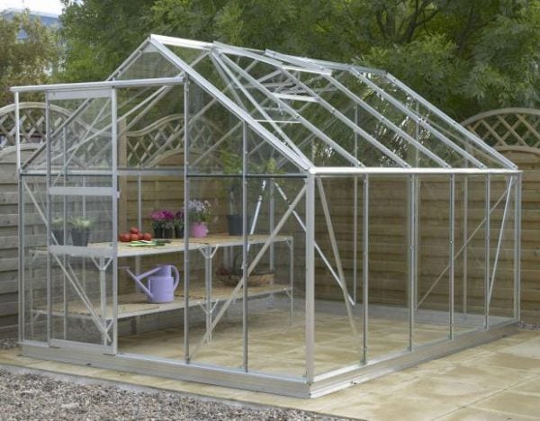 VITAVIA szklarnia ogrodowa MERKUR 8300, srebrna (8,3 m2; 2,57 x 3,21 m) szkło hartowane + baza