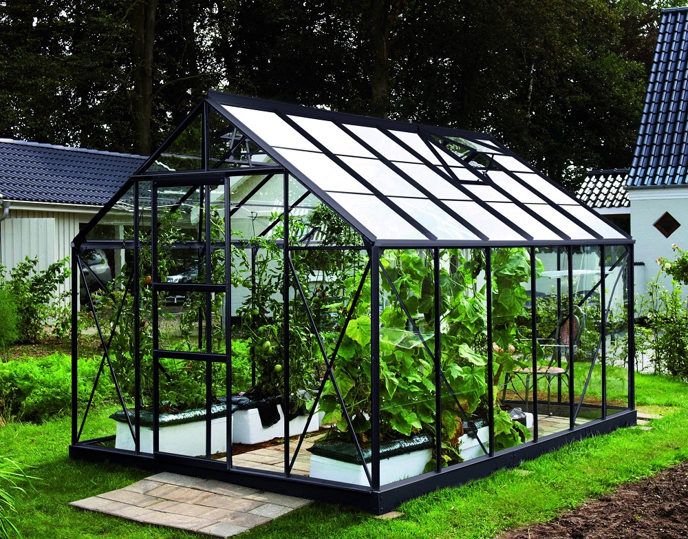 VITAVIA szklarnia ogrodowa Merkur 9900, czarna (9,9 m2; 2,57 x 3,83 m) + baza