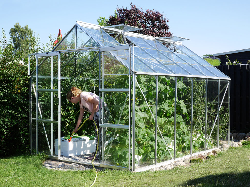 VITAVIA szklarnia ogrodowa Uranus 9900, srebrna (9.9 m2, 2.57 m x 3.83 m), szkło hartowane + baza