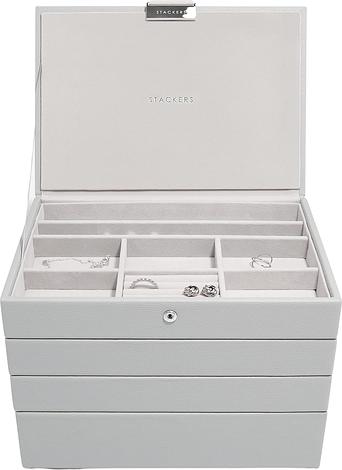 Szkatułka na biżuterię Stackers Pebble poczwórna classic kamienna szarość