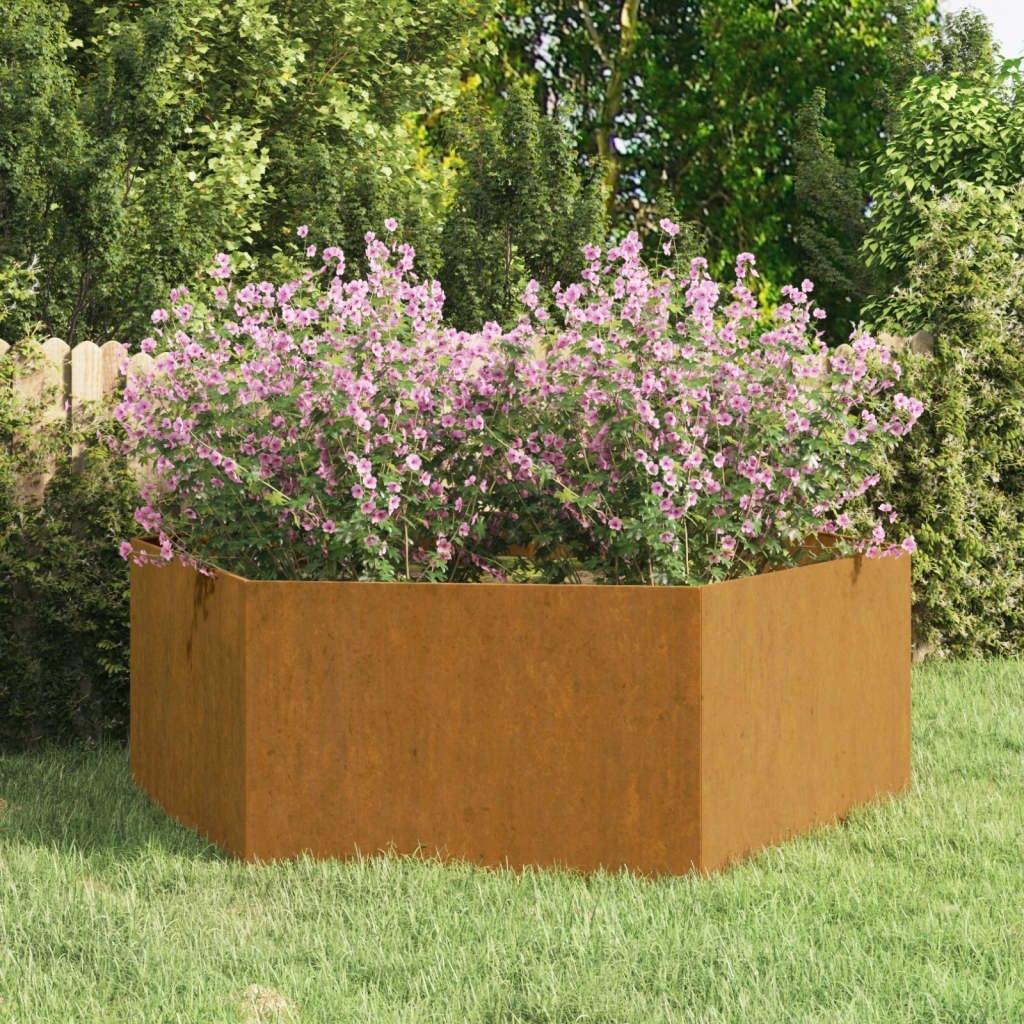 Donica, szara, 120x120x45 cm, stal kortenowska Lumarko
