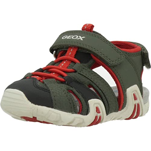 Geox B Sandały z kołnierzem, zielony (DK Green/RED, 25 EU, Dk Green Red, 25 EU