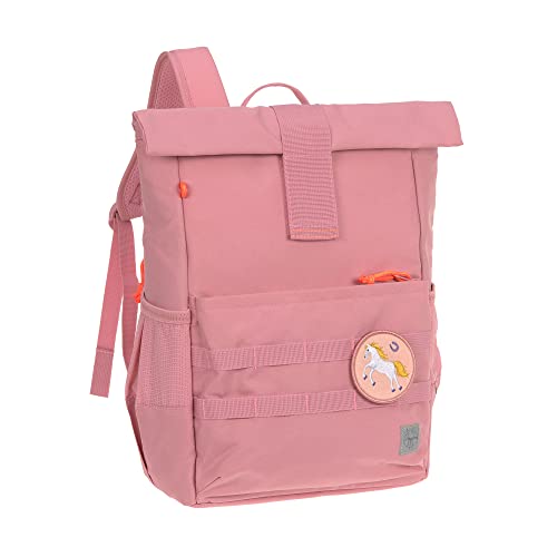 LÄSSIG Plecak dziecięcy z pasem piersiowym, plecak rekreacyjny, wodoodporny, 12 litrów/średni plecak zwijany, różowy, Rosa, Höhe 39 Zentimeter, plecak dziecięcy