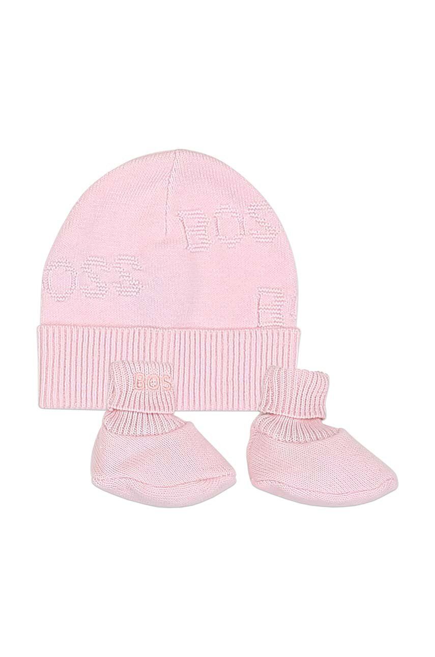 BOSS komplet bawełniany niemowlęcy kolor różowy - Boss