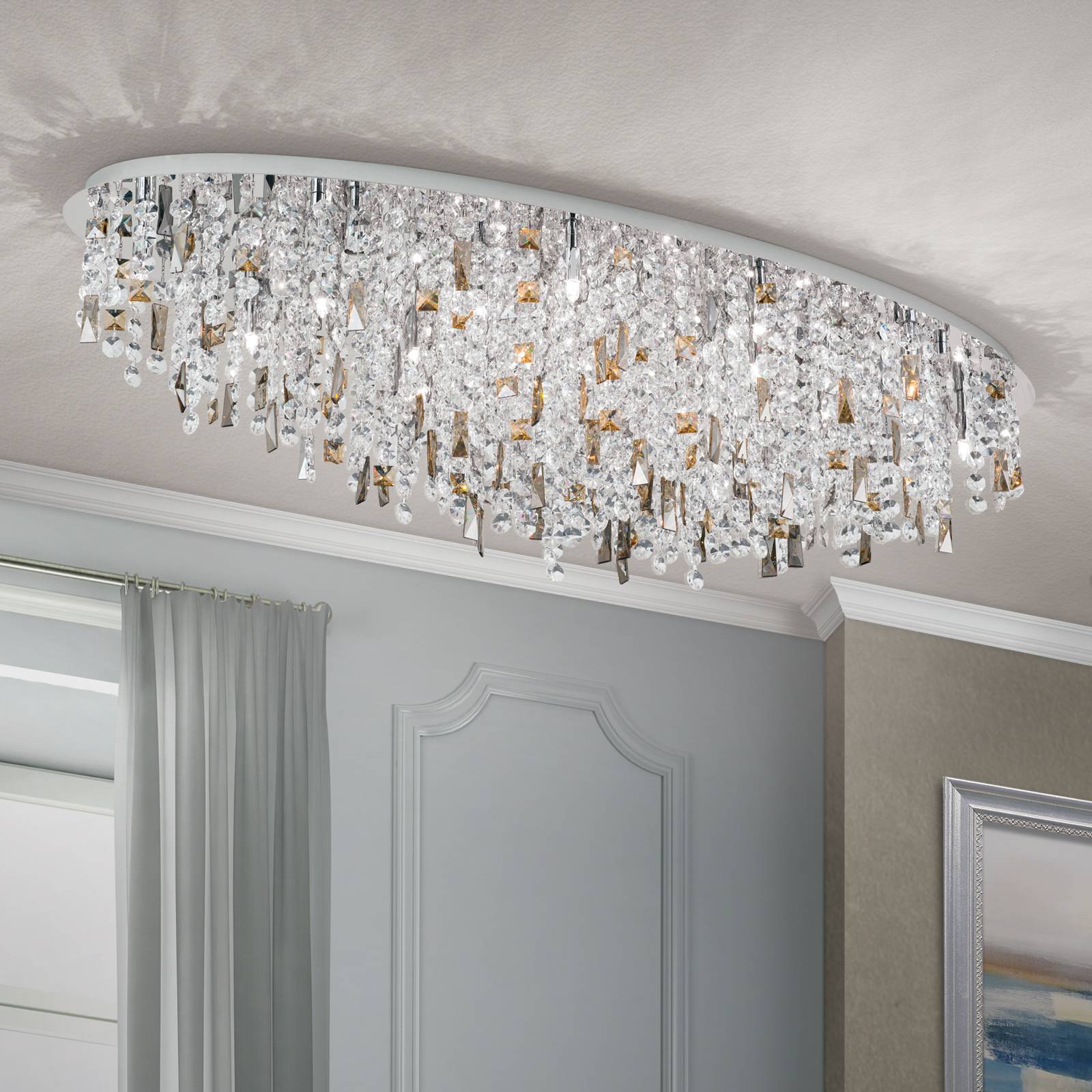 Lampa sufitowa Crystalriver, 120 x 45 cm, chrom