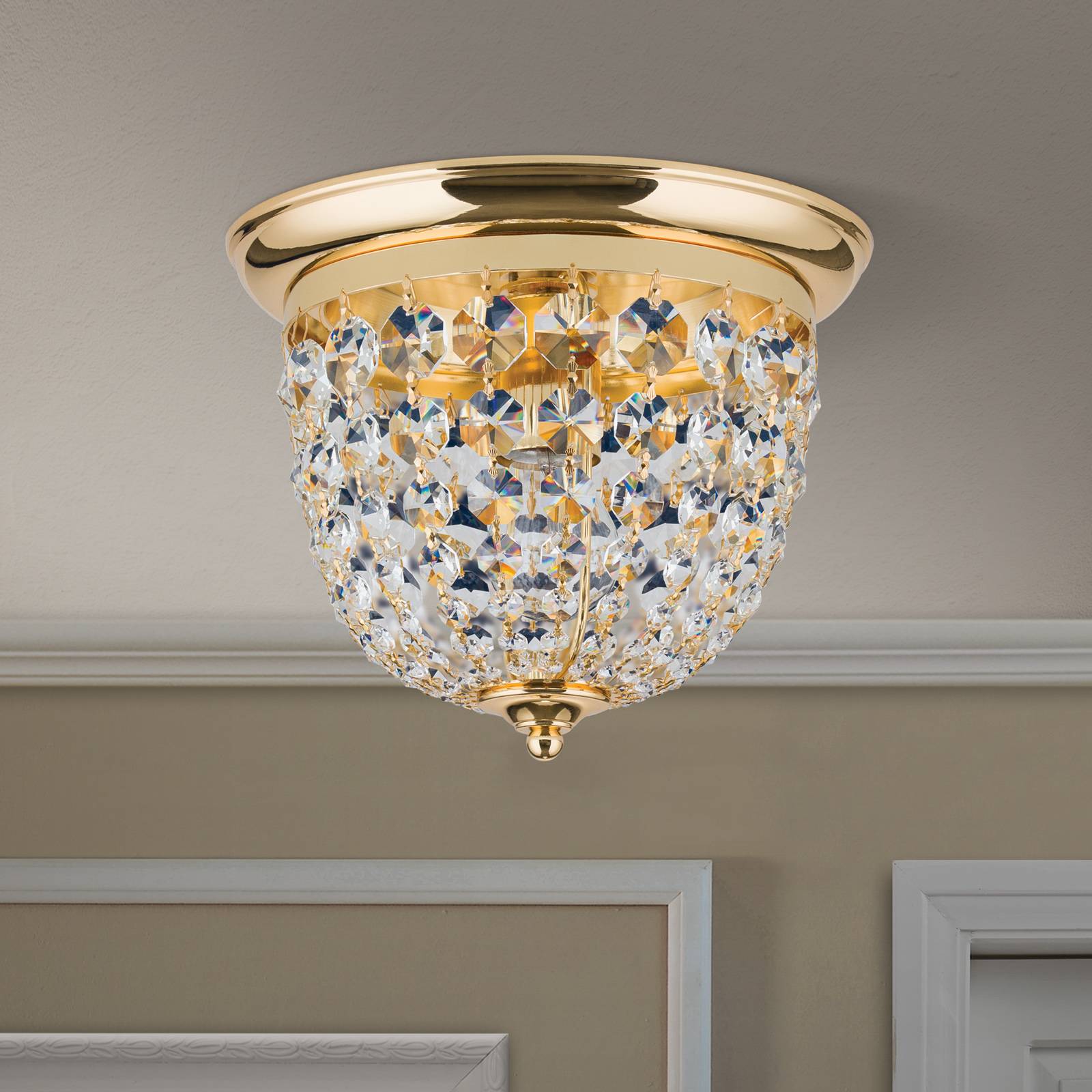 Lampa sufitowa Plafond, złota/przezroczysta, Ø26cm