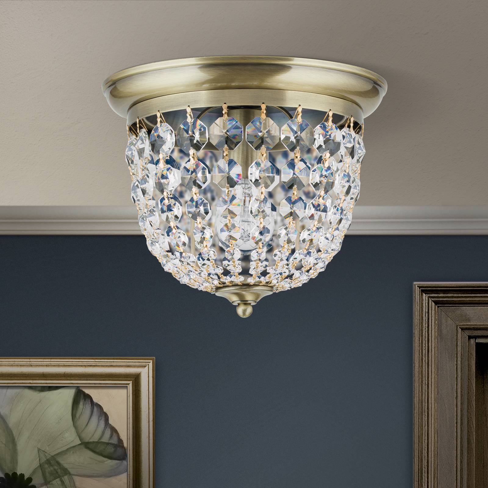 Lampa sufitowa Plafond, patyna/przezroczysta Ø26cm