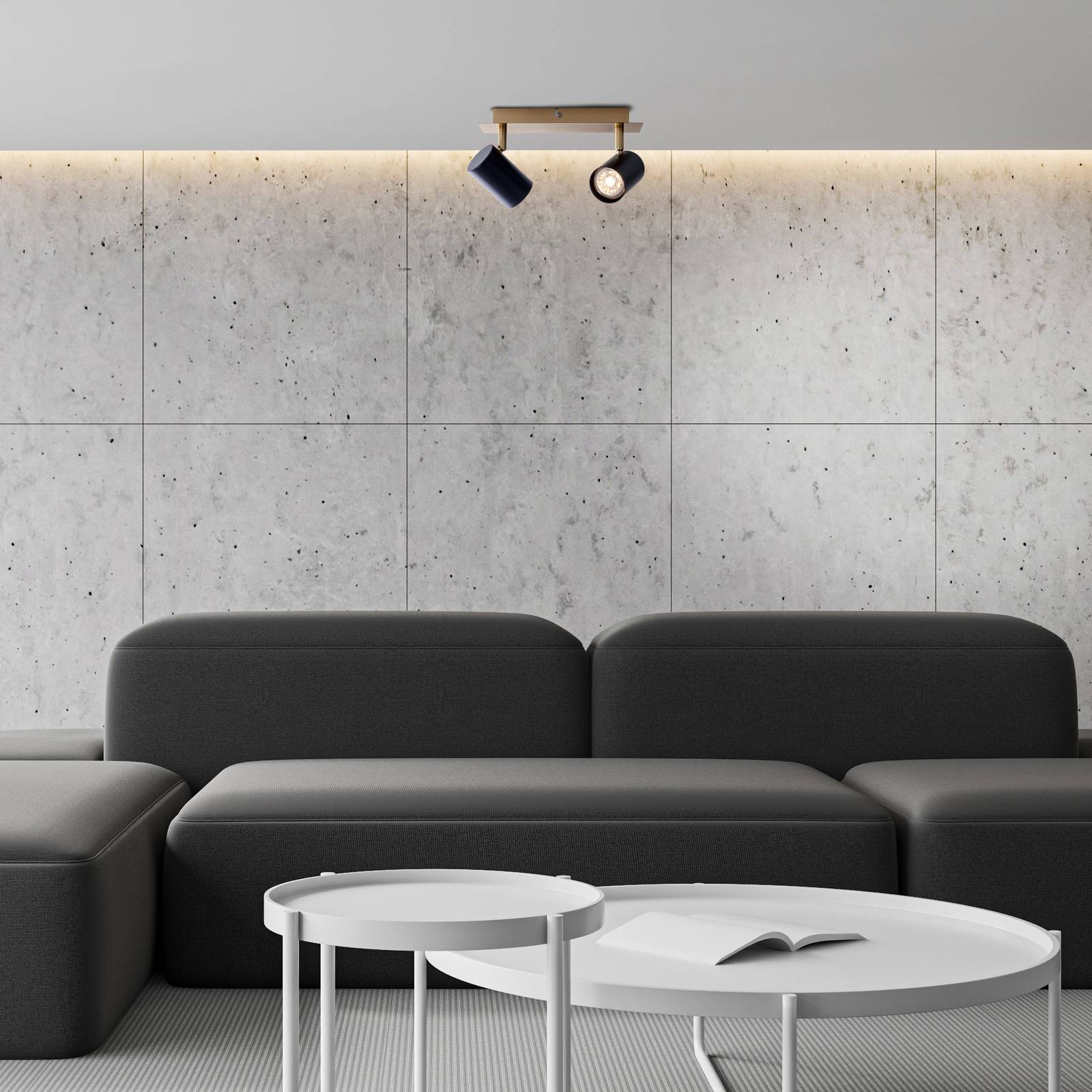 Spot sufitowy Frida 2-punktowy, mosiądz/czarny