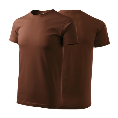 Koszulka czekoladowa z krótkim rękawem z logo na sercu i plecach męska z nadrukiem logo firmy 160g BASIC129 kolor 38 koszulka krótki rękaw