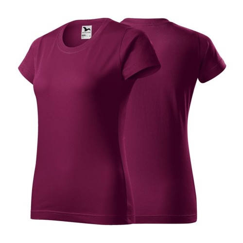 Koszulka fuksjowa z krótkim rękawem z logo na sercu i plecach damska z nadrukiem logo firmy 160g BASIC134 kolor 43 koszulka krótki rękaw