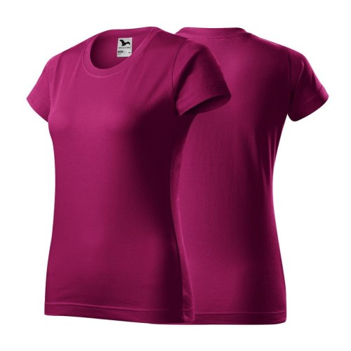 Koszulka fuchsia red z krótkim rękawem z logo na sercu i plecach damska z nadrukiem logo firmy 160g BASIC134 kolor 49 koszulka krótki rękaw