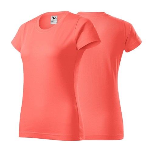 Koszulka coral z krótkim rękawem z logo na sercu i plecach damska z nadrukiem logo firmy 160g BASIC134 kolor A1 koszulka krótki rękaw