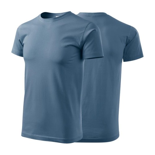 Koszulka denim z krótkim rękawem z logo na sercu i plecach męska z nadrukiem logo firmy 160g BASIC129 kolor 60 koszulka krótki rękaw