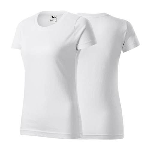 Koszulka biała z krótkim rękawem z logo na sercu damska z nadrukiem logo firmy 160g BASIC134 kolor 00 koszulka krótki rękaw