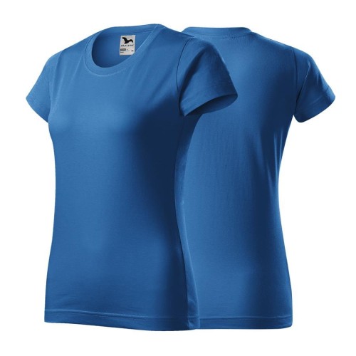 Koszulka lazurowa z krótkim rękawem z logo na sercu damska z nadrukiem logo firmy 160g BASIC134 kolor 14 koszulka krótki rękaw