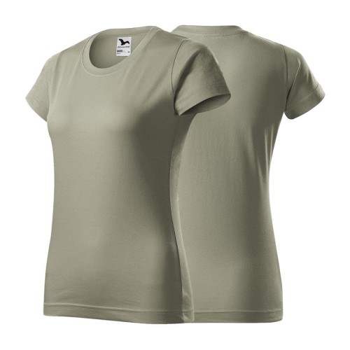Koszulka jasny khaki z krótkim rękawem z logo na sercu damska z nadrukiem logo firmy 160g BASIC134 kolor 28 koszulka krótki rękaw