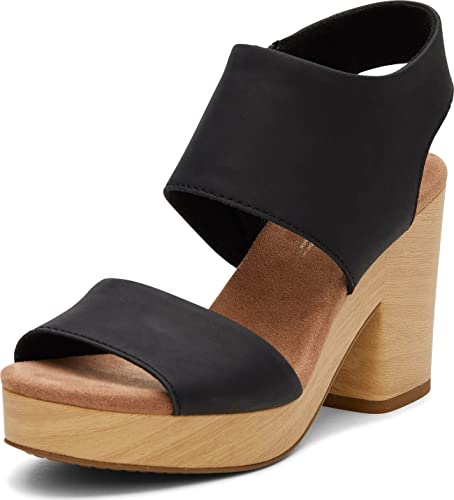 TOMS Damskie sandały na platformie Majorca Espadryle Wedge Sandały, Total Black, 4,5 UK, Całkowita czerń, 37 EU