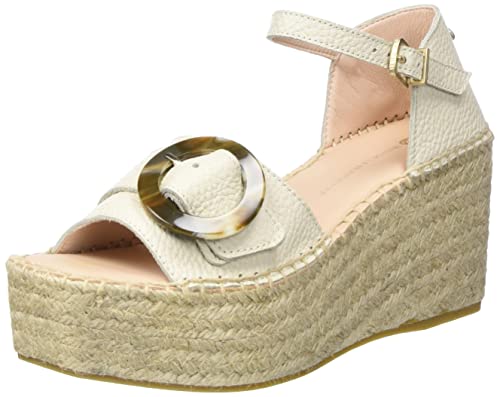 Fred de la Bretoniere Damskie sandały FRS1368 Soft Grain Leather Espadryle Wedge Sandałek, beżowe, 42 EU, beżowy, 42 EU
