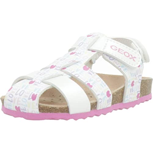 Geox Dziewczęce sandały dla dziewczynek B CHALKI Girl Sandal, białe/wielokolorowe, 23 EU, White Multicolor, 23 EU