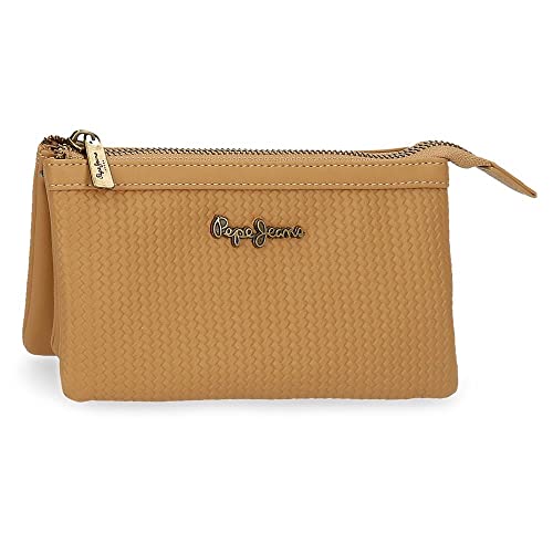 Pepe Jeans Lena Portfel Trzy przegródki Brązowy 17,5x9,5x2 cms Skóra syntetyczna, Brązowy, Monedero Tres Compartimentos, Portfel Trzy przegródki