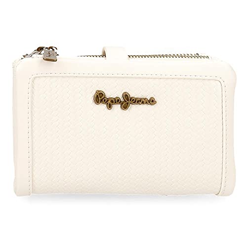 Pepe Jeans Lena Portfel z wizytówką Biały 14,5x9x2 cms Skóra syntetyczna, Biały, Cartera con Tarjetero, Portfel z karty
