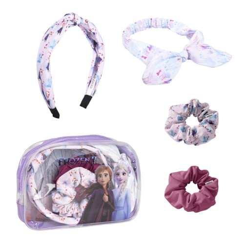 CERDÁ LIFE'S LITTLE MOMENTS - Przezroczysta kosmetyczka z akcesoriami do włosów Krainy lodu - oficjalny produkt licencjonowany Disney