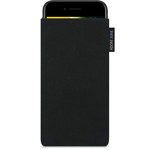 Adore June Klasyczne czarne etui kompatybilne z Apple iPhone SE 2 etui na telefon komórkowy z wytrzymałego materiału Cordura z efektem czyszczenia wyświetlacza, wyprodukowano w Europie
