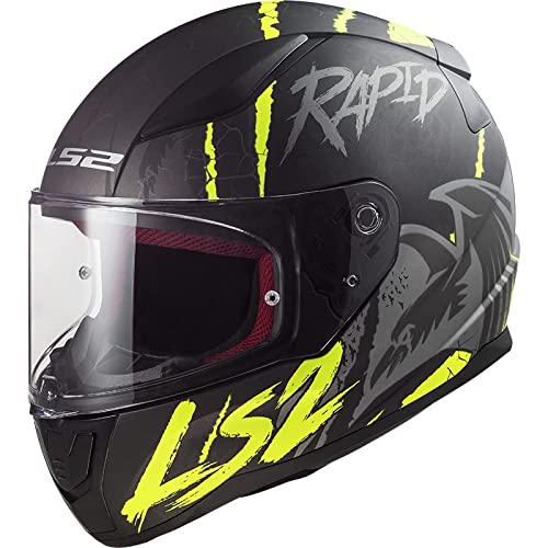 LS2, Kask motocyklowy na całą twarz RAPID Raven black silver yellow, XL